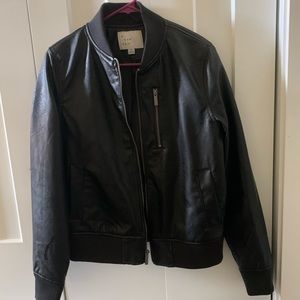 *Never Worn* black faux leather bomber jacket